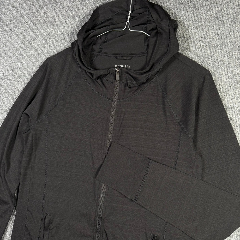 Athleta Full Zip Hoodie Womens Small Black Space Dye Thumbhole Active Jacket